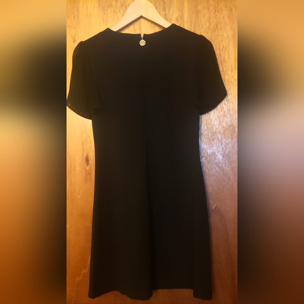 Tommy Hilfiger Black Pleated Sleeve Cocktail Dress - Picture 9 of 10